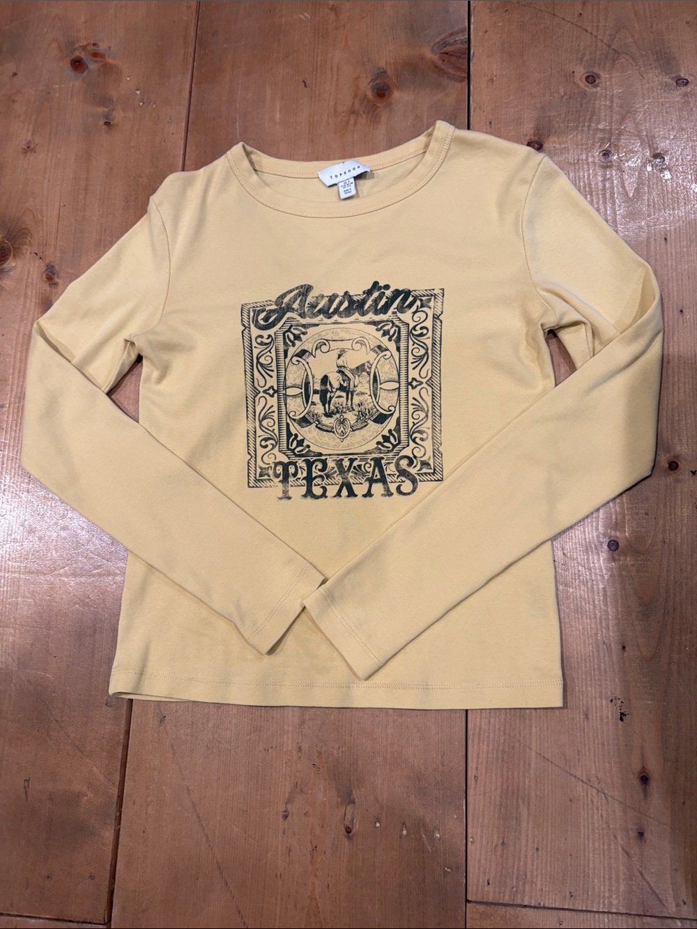 Topshop Yellow Austin Texas Graphic Long-Sleeve Tee